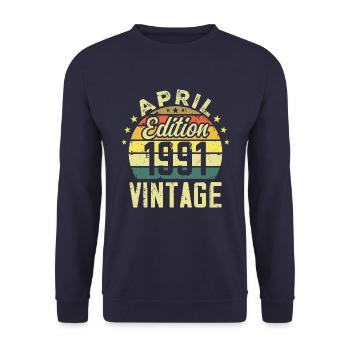 Millésime Avril 1991 - Cadeau Anniversaire 1991 - Sweat-shirt Unisexe - marine - Devant - Alina (178cm) & Michal (187cm)