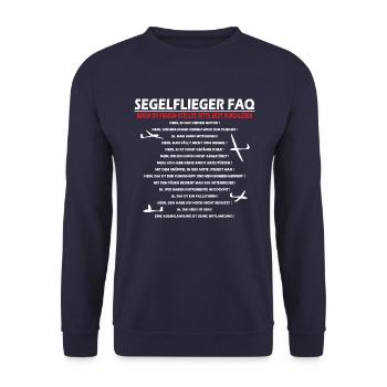 Segelflieger FAQ Geschenk - Unisex Pullover - Navy - Vorne - Alina (178cm) & Michal (187cm)