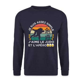 J' aime le judo et l' apéro humour judoka vintage - Sweat-shirt Unisexe - marine - Devant - Alina (178cm) & Michal (187cm)