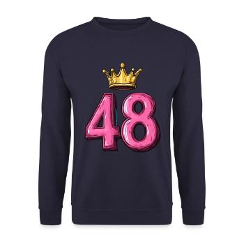 48 Zahl Krone - Unisex Pullover - Navy - Vorne - Alina (178cm) & Michal (187cm)