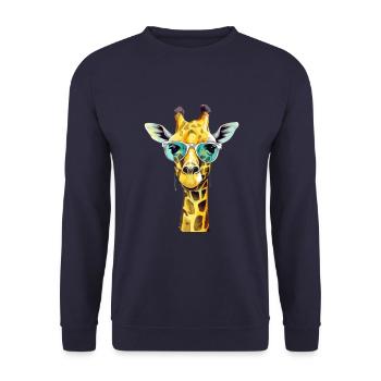 Meli the giraffe - Unisex Sweatshirt - navy - Front - Alina (178cm) & Michal (187cm)
