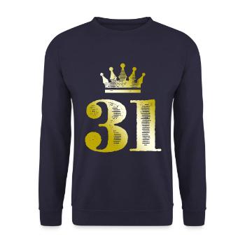 31 Number Crown Gold - Unisex Sweatshirt - navy - Front - Alina (178cm) & Michal (187cm)