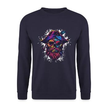 Pirate Skull - Unisex Sweatshirt - navy - Front - Alina (178cm) & Michal (187cm)