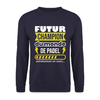 Futur Champion du Monde de Padel,Sport,Humour - Sweat-shirt Unisexe - marine - Devant - Alina (178cm) & Michal (187cm)