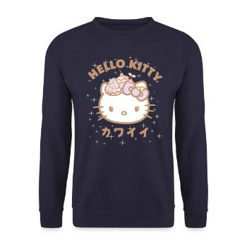 Hello Kitty Kawaii Styles With Stars - Unisex Sweatshirt - navy - Front - Alina (178cm) & Michal (187cm)