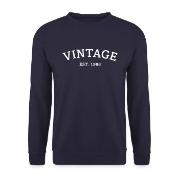 Vintage Est. 1986 Geburtstagsgeschenk - Unisex Pullover - Navy - Vorne - Alina (178cm) & Michal (187cm)
