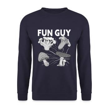 Fun Guy Mushroom Hunting Mycologist - Unisex Sweatshirt - navy - Front - Alina (178cm) & Michal (187cm)