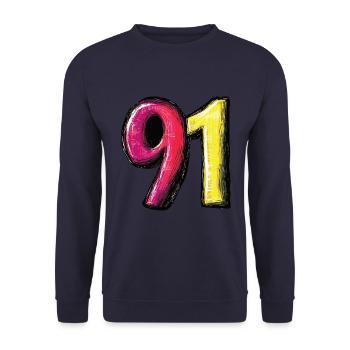 91 Number Comic - Unisex Sweatshirt - navy - Front - Alina (178cm) & Michal (187cm)