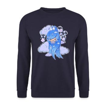 Cloud Girl Bubble Kopf süß - Unisex Pullover - Navy - Vorne - Alina (178cm) & Michal (187cm)