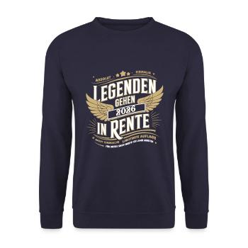 Legenden Gehen 2026 In Rente - Unisex Pullover - Navy - Vorne - Alina (178cm) & Michal (187cm)