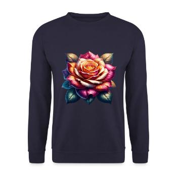 Colorful pink flower with leaves - Unisex Sweatshirt - navy - Front - Alina (178cm) & Michal (187cm)