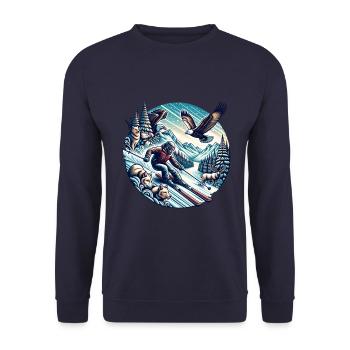 Adventure winter sports with wild animals - Unisex Sweatshirt - navy - Front - Alina (178cm) & Michal (187cm)