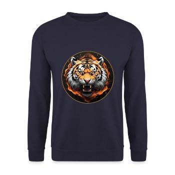 Portrait de tigre Big Cat Design Tigre sifflant - Sweat-shirt Unisexe - marine - Devant - Alina (178cm) & Michal (187cm)
