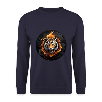 Portrait de tigre Big Cat Design Tigre sifflant - Sweat-shirt Unisexe - marine - Devant - Alina (178cm) & Michal (187cm)