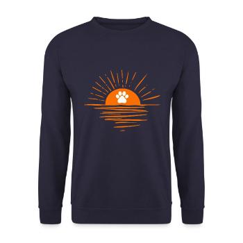 Sonnenuntergang mit Hundepfote - Unisex Pullover - Navy - Vorne - Alina (178cm) & Michal (187cm)
