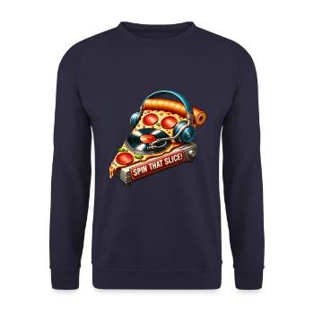 Pizza Music Lover : Faites tourner cette tranche - Sweat-shirt Unisexe - marine - Devant - Alina (178cm) & Michal (187cm)