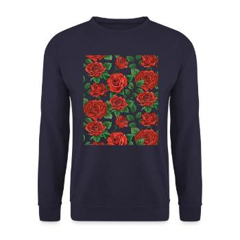 Rosen Muster - Unisex Pullover - Navy - Vorne - Alina (178cm) & Michal (187cm)