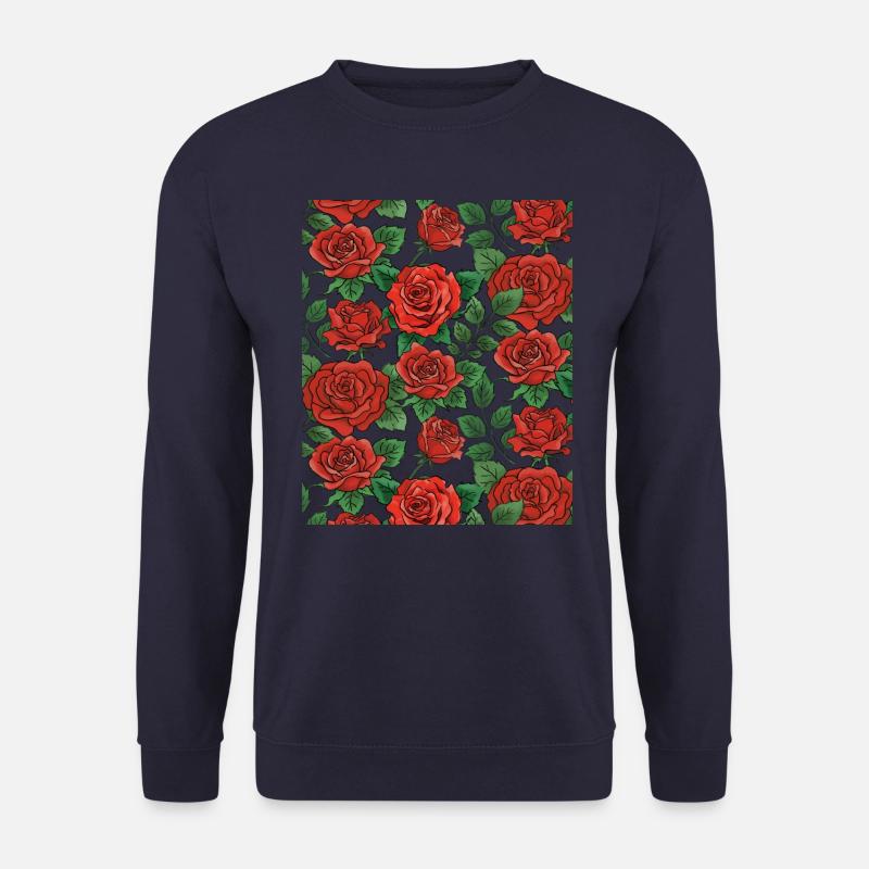 Rosen Muster - Unisex Pullover - Navy