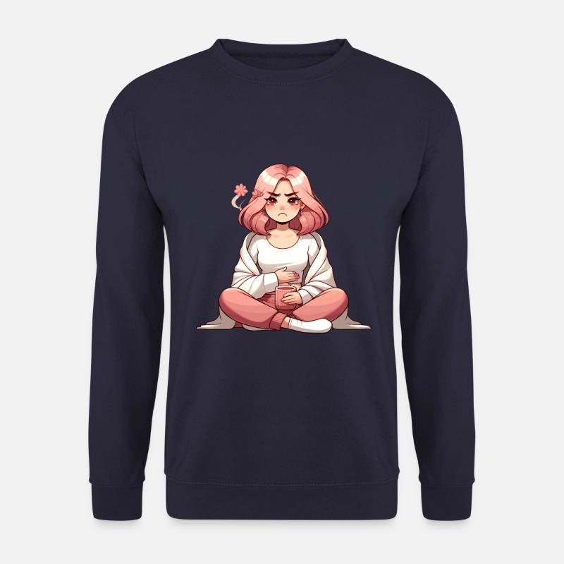 Relaxed anime moment with tea - Unisex Sweatshirt - navy