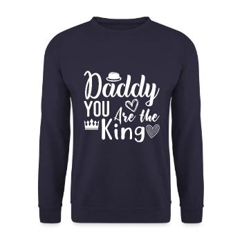 Papa you are the king, Dad you are the King - Unisex Sweatshirt - navy - Front - Alina (178cm) & Michal (187cm)