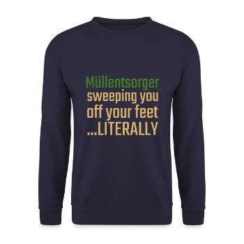 Müllentsorger Valentinstag Sweeping you - Unisex Pullover - Navy - Vorne - Alina (178cm) & Michal (187cm)
