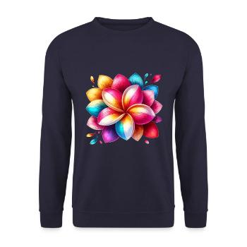 Fleur colorée avec effet arc-en-ciel - Sweat-shirt Unisexe - marine - Devant - Alina (178cm) & Michal (187cm)