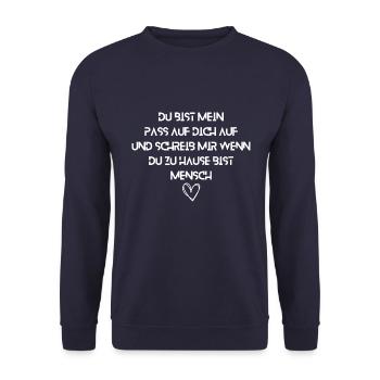 Wahre Liebe Mein Schatz Lieblingsmensch Liebe dich - Unisex Pullover - Navy - Vorne - Alina (178cm) & Michal (187cm)