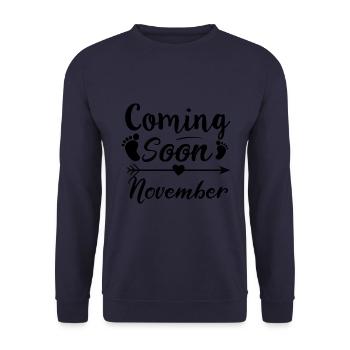 baby is coming soon november - Unisex Sweatshirt - navy - Front - Alina (178cm) & Michal (187cm)