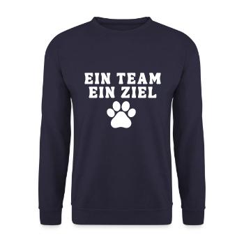 Ein Team ein Ziel Hundesport Hundeliebhaber Hund - Unisex Pullover - Navy - Vorne - Alina (178cm) & Michal (187cm)