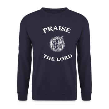 Gott Christentum Religion Jesus Christus Messias - Unisex Pullover - Navy - Vorne - Alina (178cm) & Michal (187cm)