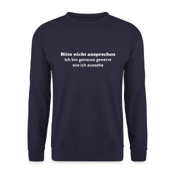 Bitte nicht ansprechen, genervt - Unisex Pullover - Navy - Vorne - Alina (178cm) & Michal (187cm)