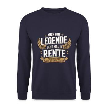 Auch Eine Legende Geht Mal In Rente - Unisex Pullover - Navy - Vorne - Alina (178cm) & Michal (187cm)