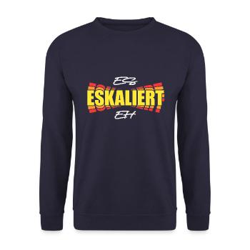 Es eskaliert eh - Unisex Pullover - Navy - Vorne - Alina (178cm) & Michal (187cm)