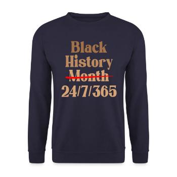 Black History Month 24/7/365 - Unisex Sweatshirt - navy - Front - Alina (178cm) & Michal (187cm)
