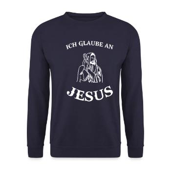 Glaube Jesus Religion Christentum Christlich - Unisex Pullover - Navy - Vorne - Alina (178cm) & Michal (187cm)