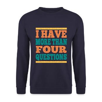 J’ai plus de quatre questions vintage - Sweat-shirt Unisexe - marine - Devant - Alina (178cm) & Michal (187cm)