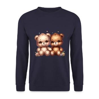 Niedliche Kuschelbären Freundschaft Liebevolle - Unisex Pullover - Navy - Vorne - Alina (178cm) & Michal (187cm)