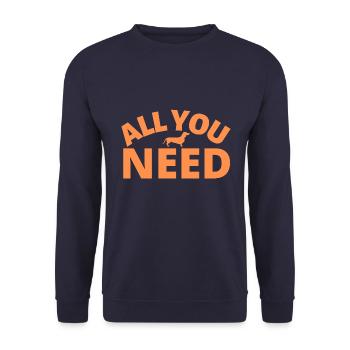 Dackel Dackelfreund Dackelliebe Hundemensch - Unisex Pullover - Navy - Vorne - Alina (178cm) & Michal (187cm)