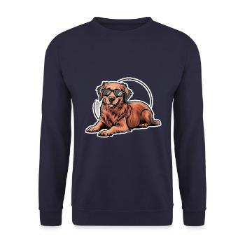 Flat Coated Retriever with Sunglasses - Unisex Sweatshirt - navy - Front - Alina (178cm) & Michal (187cm)