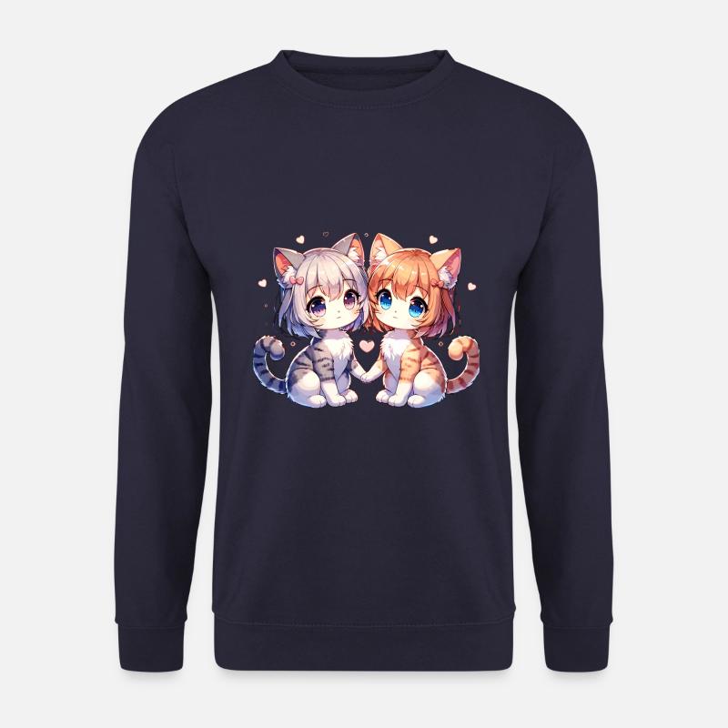 Niedliche Katzenfreunde mit Herz-Details - Unisex Pullover - Navy