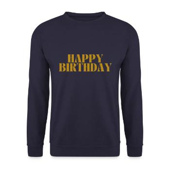 Happy Birthday - Unisex Pullover - Navy - Vorne - Alina (178cm) & Michal (187cm)