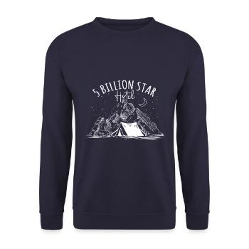Camping Wohnmobil Van Vintage im Wohnwagen Caravan - Unisex Pullover - Navy - Vorne - Alina (178cm) & Michal (187cm)