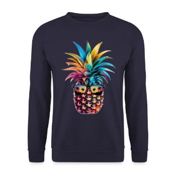 Ananas tropische hawaiianische Frucht - Unisex Pullover - Navy - Vorne - Alina (178cm) & Michal (187cm)