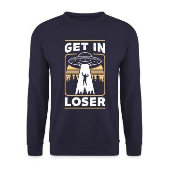 Alien UFO Aliens Außerirdischer - Unisex Sweatshirt - navy - Front - Alina (178cm) & Michal (187cm)