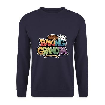 Hier kommt der backende Opa lustiger Bäckerspruch - Unisex Pullover - Navy - Vorne - Alina (178cm) & Michal (187cm)