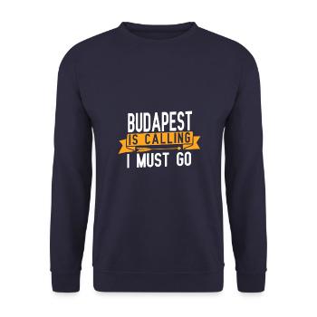 Budapest ruft und ich muss gehen - Unisex Pullover - Navy - Vorne - Alina (178cm) & Michal (187cm)