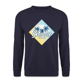 Biarritz France Rétro Été Surf Design - Sweat-shirt Unisexe - marine - Devant - Alina (178cm) & Michal (187cm)