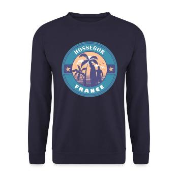 Hossegor Frankreich Sommer Surf Design - Unisex Pullover - Navy - Vorne - Alina (178cm) & Michal (187cm)