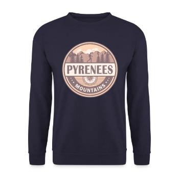 Pyrenees Mountains Vintage Hiking Design - Unisex Sweatshirt - navy - Front - Alina (178cm) & Michal (187cm)