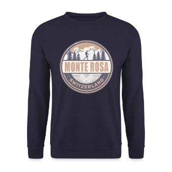 Monte Rosa Schweiz Schweizer Alpen Vintage Wandern - Unisex Pullover - Navy - Vorne - Alina (178cm) & Michal (187cm)